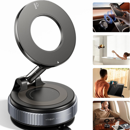 Foldable Vacuum Phone Holder – 360° Adjustable | Universal Compatibility